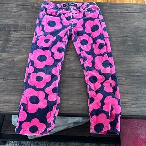 Mini Boden Pink & Navy Floral Corduroy Pants